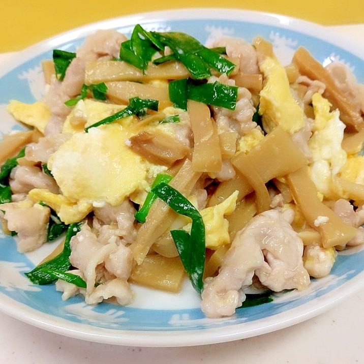 簡単 豚玉炒めwith味付メンマ ニラ レシピ 作り方 By Acchan66 楽天レシピ